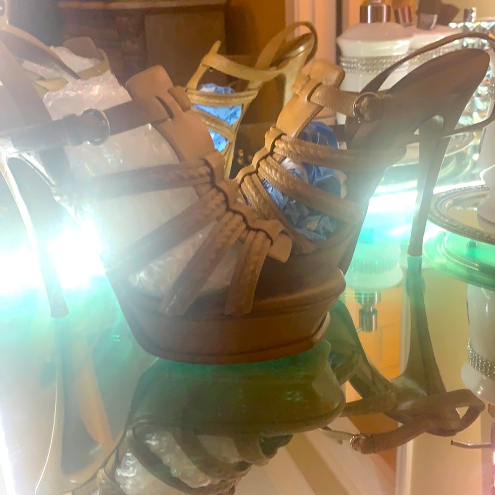 Authentic YSL Caramel Brown Sandals